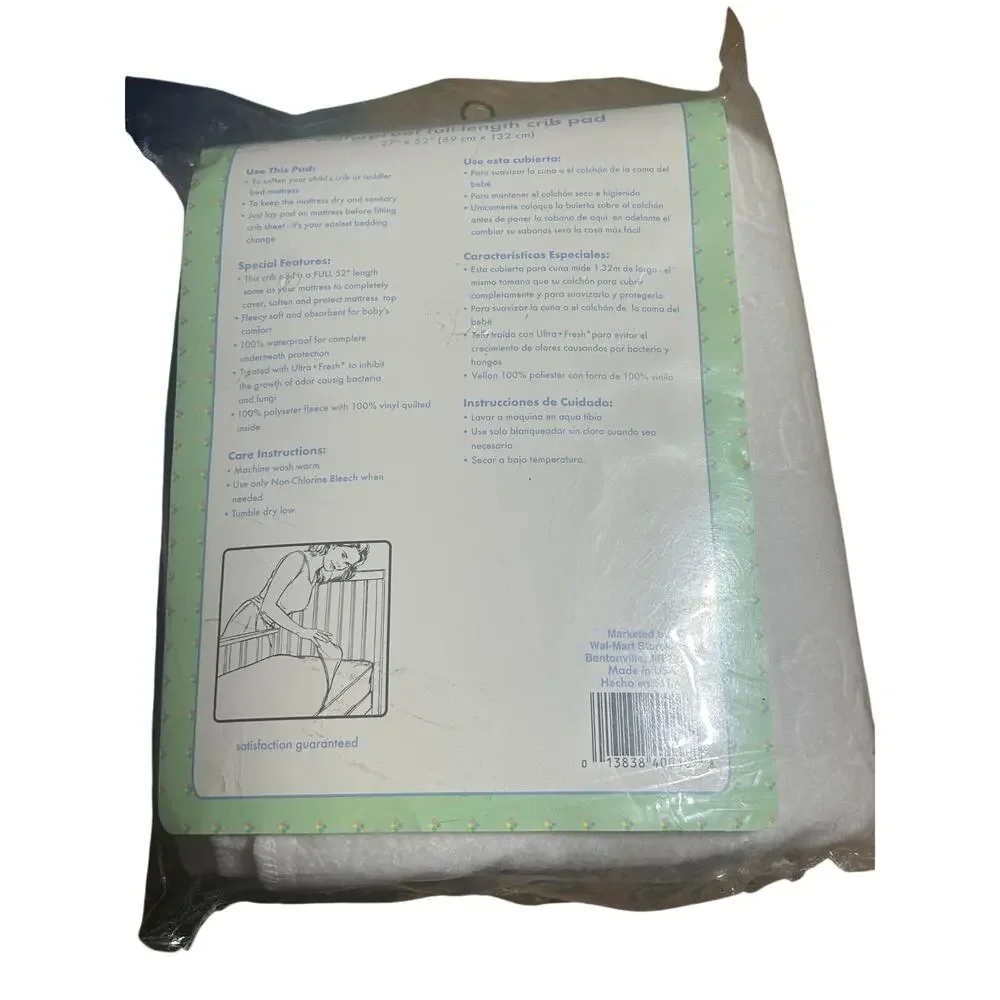 NWT Baby Simply Basic Waterproof crib pad 27x52